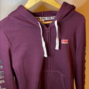 Dark purple zip front hoodie with sequins